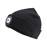 Zimní pletená čepice s LED lampou DEEL LED, černá