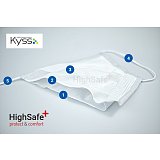 další vyobrazení Černá textilní rouška HIGHSAFE+ SE STŘÍBREM, za uši, pratelná 