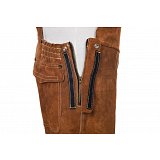 další vyobrazení Kožené svářečské kalhoty s náprsenkou WELDAS Lava Brown, vel.3XL