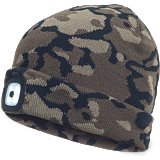 další vyobrazení Zimní pletená čepice s LED lampou DEEL LED, zelená kamufláž